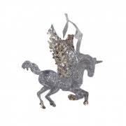 КОЛЕДНА УКРАСА ЕДНОРОГ С ПАЙЕТИ 12*14см пвц прозр.