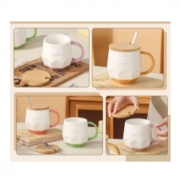 ЧАША ПОРЦ. ОСМОЪГЪЛНА С КАПАЧЕ И ЛЪЖИЧКА 380мл Ф8,5см Н9,5см 