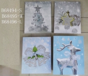 ТОРБИЧКИ ПОД. КОЛЕДНИ 10бр. СИНИ/СИВИ БРОКАТ 40*30*12см КАРТОН