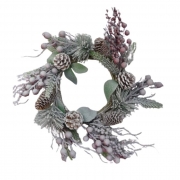 ВЕНЕЦ КОЛЕДЕН Ф50см СНЕЖЕН С ШИШАРКИ