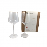 К-КТ 2бр.ЧАШИ СТЪКЛО ЗА ВИНО НА СТОЛЧЕ ЗВЕЗДИЧКИ ЗЛАТЕН КАНТ  440мл Danny Home 