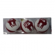 КОЛЕДНА УКРАСА ТОПКИ БЕЛИ С ЕЛЕНЧЕ 7см 3бр./кут.