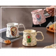 ЧАША ПОРЦ. ВИСОКА С ЦВЕТЯ РЕЛЕФНА 380мл Ф8см Н9,5см