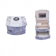 КУТИЯ ЗА БИЖУТА КОЖА ЦВЕТЯ С 1 ЧЕКМЕДЖЕ 15*11*9см