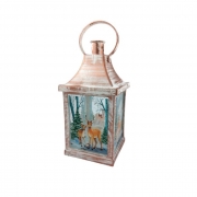 КОЛЕДНА УКРАСА ФЕНЕР СВЕТЕЩ БЯЛ ЕЛЕНИ LED ЛАМПИЧКИ 23*10,5см