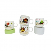 ЧАША КЕРАМ. КОЛЕДНА ТУМБЕСТА РАЗЛ.ДЕКОРИ Ф8,1см Н9см 50326-275  КУТ.