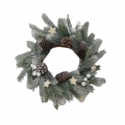 ВЕНЕЦ КОЛЕДЕН Ф35см СНЕЖЕН С ШИШАРКИ