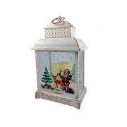 КОЛЕДНА УКРАСА ФЕНЕР СВЕТЕЩ БЯЛ ДЯДО КОЛЕДА 1 СВЕЩ 30*18см