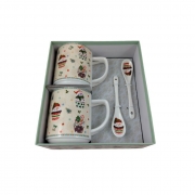 К-КТ 2бр. ЧАШИ КЕРАМ. КОЛЕДНИ С ЛЪЖИЧКИ КЕКСЧЕТА  В ПОД.КУТ. Ф7,5см Н9см ЛУКС 