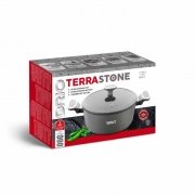 ТЕНДЖЕРА С КАПАК BRIO TERRA STONE Ф20см Н8,4см 2,2л АЛУМИНИЕВА НЕЗАЛЕПВ.ПОКРИТИЕ ИНДУКЦИЯ VX /105808/ 