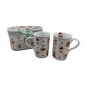 К-КТ 2бр. ЧАШИ ПОРЦ. КОЛЕДНИ КЕКСЧЕТА  В ПОД.КУТ. Ф7,5см Н10,5см ЛУКС