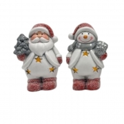 СВЕЩНИК КОЛЕДЕН КЕРАМ. ДЯДО КОЛЕДА/СНЕЖКО СВЕТЕЩ 12см