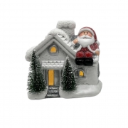 СВЕЩНИК КОЛЕДЕН КЕРАМ. КЪЩА СВЕТЕЩ 12*11,5см