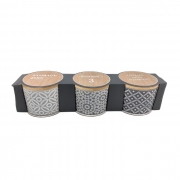 К-КТ 3бр. БУРКАНИ КЕРАМ. С БАМБ. КАПАК Ф10см Н7,5см СИВИ Danny Home T05-24