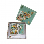 К-КТ ЧАША ПОРЦ. ПОЛСКИ ЦВЕТЯ С ЛЪЖИЧКА И ПОДЛОЖКА Ф7,6см Н10,5см В ПОД.КУТ.