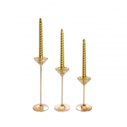 К-КТ 3бр.СВЕЩНИЦИ ЗЛАТИСТИ СЪС СТЪКЛ.ЧАШКА 26/21/16см 