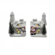 СВЕЩНИК КОЛЕДЕН КЕРАМ. КЪЩА МАЛКА СВЕТЕЩ 12*8см